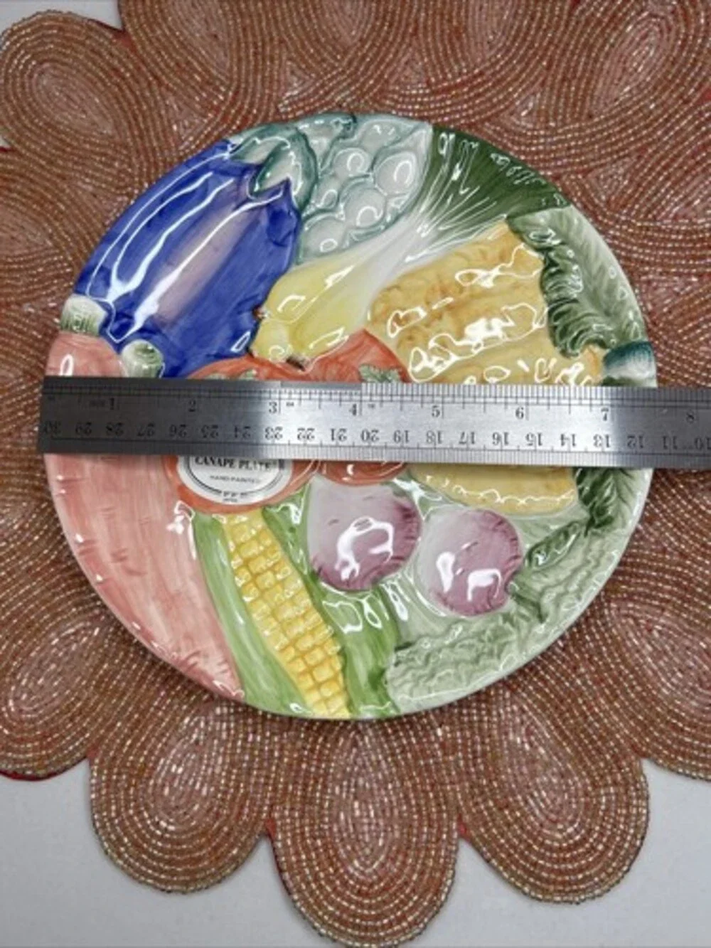 Fitz and Floyd China Vegetable Garden Pattern Canape Plate 7.5